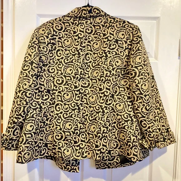 Liz Claiborne Black and Cream Patterned Blazer 20W - Picture 5 of 17